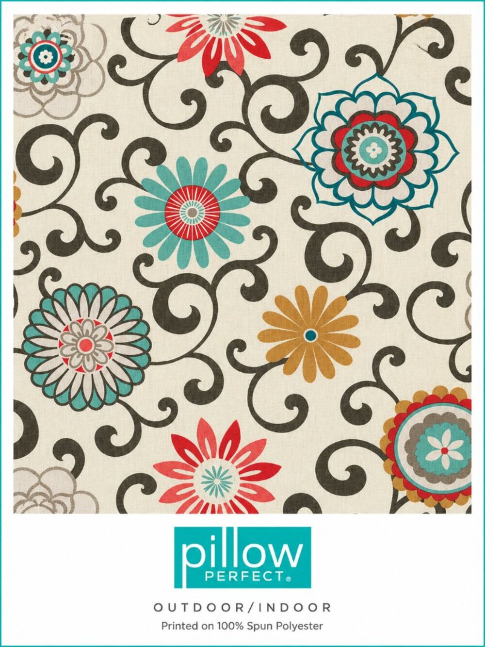 Pillow Perfect Outdoor Lumbar Throw Pillows Set of 2 Floral Scroll Pattern 18x11 - Picture 3 of 11